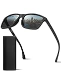 DIUWEU Gafas de sol polarizadas para hombre y mujer, gafas de sol clásicas de moda para conducir, pesca, ciclismo, correr, antirreflejos, ultraligeras, marco cuadrado TR90, protección UV400, Black