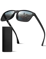 DIUWEU Polarised Sunglasses Mens Womens,Classic Fashion Sun Glasses for Driving Fishing Cycling Running,Anti Glare Ultralight TR90 Square Frame UV400 Protection (Black)