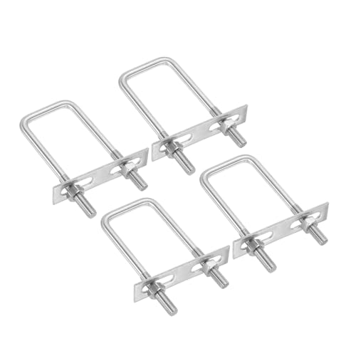 Image of PATIKIL M10x60x100mm Square U-Bolts Kit, 4Set 304 Stainless Steel Square U Shaped Bolts Replacement Parts with Frame Plates and Nuts for Ski Board Sailboat Trailer