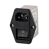 IEC Power Line Filter Module, 10A 250V AC for EMI Filter with Fuse, Nickel-Plated Iron, for Industrial Equipment(CW2C)