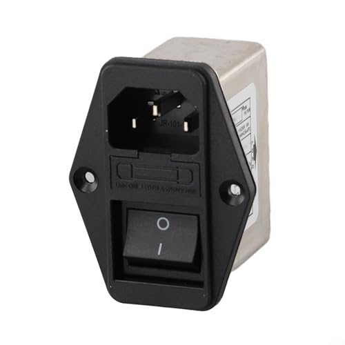 IEC Power Line Filter Module, 10A 250V AC for EMI Filter with Fuse, Nickel-Plated Iron, for Industrial Equipment(CW2C)