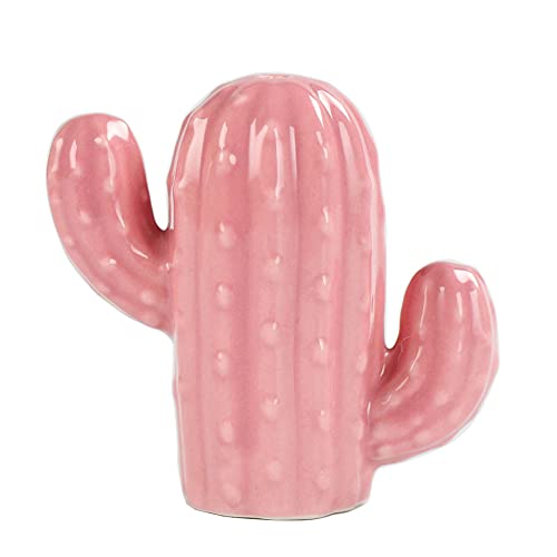 KiaoTime Ceramic Toothpick Holder Dispenser,Pink Color,Novelty Cute Cactus Design Toothpick Dispenser Box Container for Kitchen Counter Dinning Table Cabinet Décor