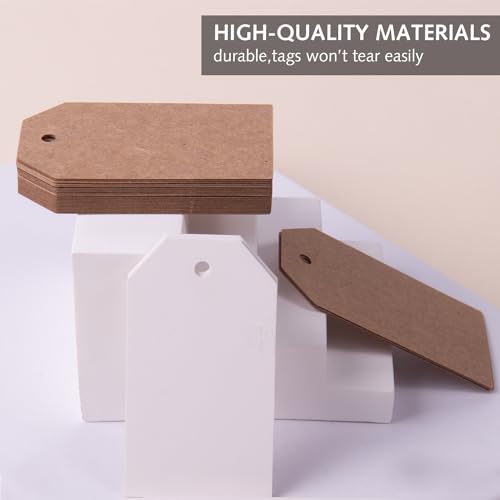 Geschenkanhänger, braun, weiß, verstärkte Karte, Kleidung, Paket-Etiketten, zum Aufhängen, Geschenk-Schaukeltickets, Kraftpapier, zum Aufhängen, Preisetiketten, 100 Stück