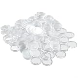 Gdfnmogo Cápsulas para monedas de 21 mm, 100 vitrinas redondas transparentes para monedas, conmemorativas, plata, cobre y oro, transparente para ácido poliláctico