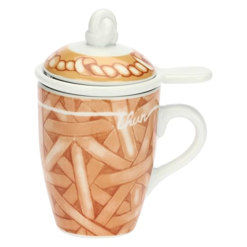 THUN, Tisaniera in Porcellana, Linea AbbracciAMI, Tisaniera da Collezione, Idea Regalo per Natale, 350 ml, Ø 8.45 cm, 10.50 cm h