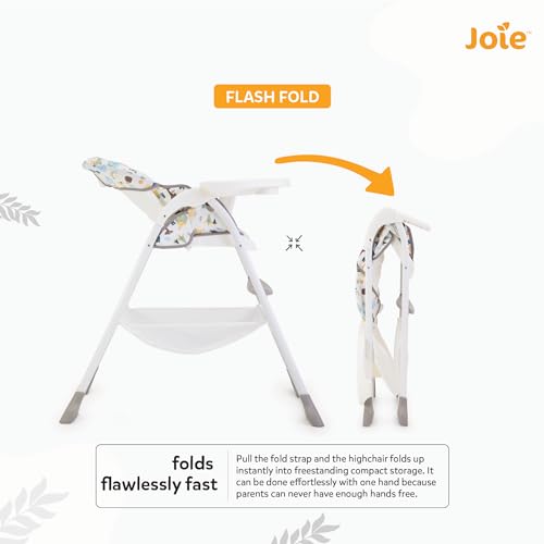 Image of Joie Mimzy Snacker High Chair for Baby - Feeding Chair with a One-Hand fold, 3-Position Seat Recline & 5-Point Harness System (6 Months to 15 kg) Alphabet