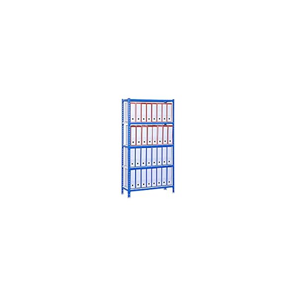 Certeo Metall-Schwerlastregal Simonclick | HxBxT 180 x 90 x 40 cm | Traglast pro Fachboden: 180 kg | Blau/Weiß… – Bild 5