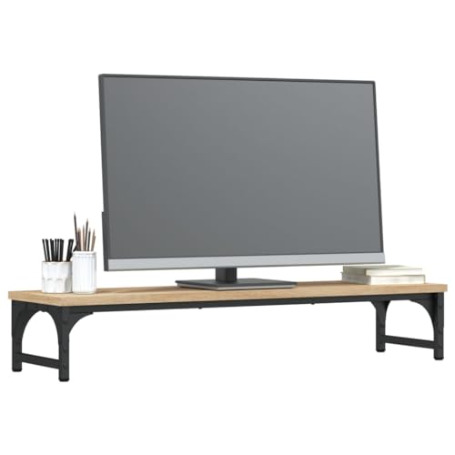 Support d'écran chêne Sonoma réglable pour bureau ergonomique et PC - 2