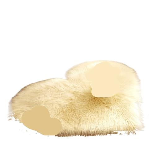 ハート型ラグ 寝室用 ふわふわシャギーラグ ふわふわカーペット スロー シャギーソファ装飾 フロアマット プラッシュ(Beige,40x50cm)