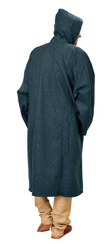 Image of Exotic India Men's Woolen Blend Kashmiri Phiran with Hood | Pure Wool Long Overcoat-Oversized Phiran for Men