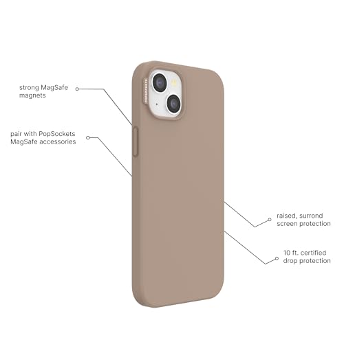 Image of POPSOCKETS iPhone 15 Case Compatible with MagSafe, Phone Case for iPhone 15, Wireless Charging Compatible, Case Only - Latte