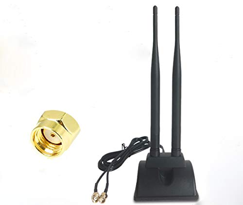 Vecys MIMO 2.4G / 5G / 5.8G WLAN Antena WiFi Amplificador Se�al Omnidireccional Frecuencia Dual Base Magn�tica Adaptador RP-SMA 6 dBi 1.2m 3.9ft para PCIE Network Router Antena Tarjeta WLAN