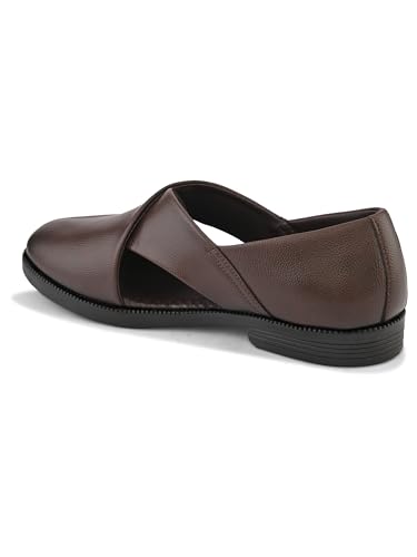 Image of STANPHORD Men Mojari Loafer Shoes | Traditional Ethnic Jutti Leather Look Slip-On | Cushioned | Wedding Party Festive Occasion Wear(TPAM 28009)