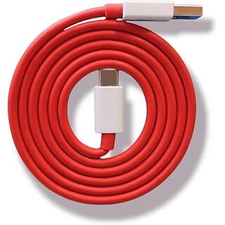 Image of The Black Store Original 80W Super VOOC USB Type C Cable for OnePlus 10T| 10R| 10pro| 9 Pro| 9RT| 9| 8| 8t| 7| 7t| 6| 6t| 5| 5t| Nord2T (Only Cable) (83S0001030),Red