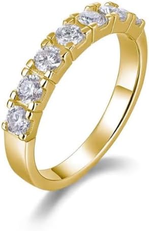 Moissanite Half Eternity Band Ring, S925 Sterling Silver, Round Brilliant Cut, Prong Setting, 0.7CT, Wedding Anniversary Ring for Women