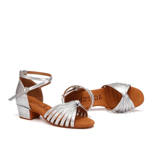 Latin Ballroom Dance Shoes Girls Latin Dance Shoes Low Heels Salsa Tango Professional Performance Practice Dance Shoes for Girls Kids 3cm Heel3