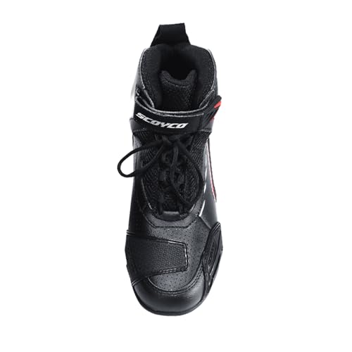 Image of Scoyco Motorcycle Shoes for Men, Breathable Protective Street Riding Shoes with Anti-Slip Sole & Ankle Guards - Black
