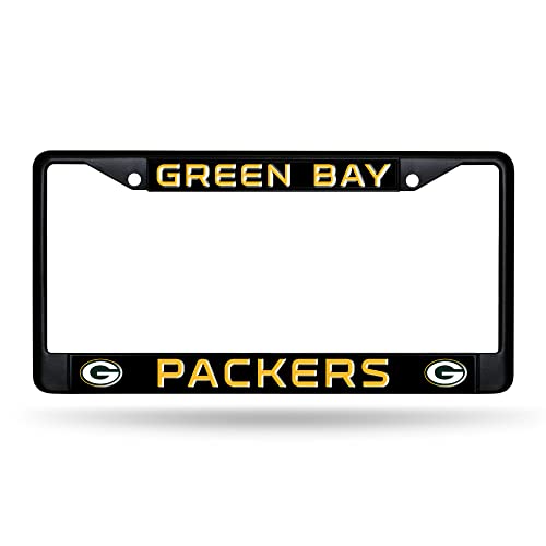 Rico Industries NFL Football Green Bay Packers Black Chrome Frame with Plastic Inserts 12 x 6 Car/Truck Auto Accessory