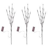 UTHCLO 3 Stück LED Zweiglichter ohne Batterie Leds pro Zweig Realistische Form Energiesparende Beleuchtung Weiße Lichtdeko für Hochzeit Geburtstag Weihnachten und Wohnraumgestaltung