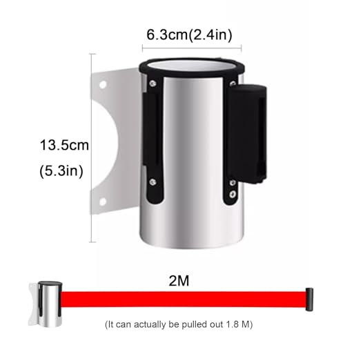 Barrière de sécurité rétractable murale compacte avec sangle de 2 m