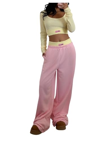 SOLY HUX Women's Two Piece Sets Ribbed Long Sleeve Crop