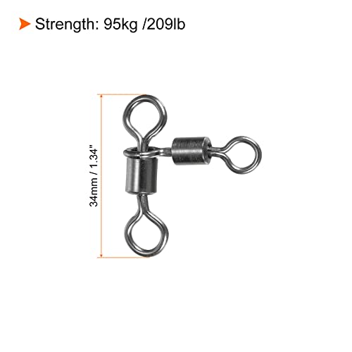 PATIKIL 3 Way Swivel, 20Pcs 209lb Copper Fishing Cross Line T-Turn Terminal Tackle, Black - Image 2