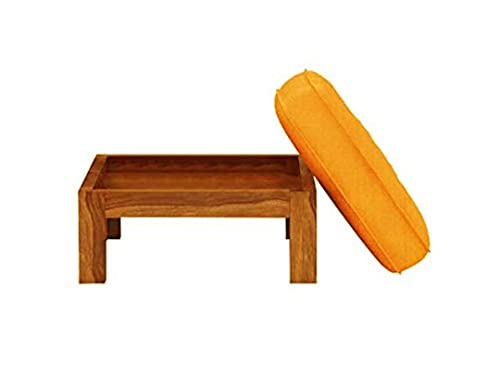 Image of Jangid Handicraft Solid Sheesham Wood Coffee Table with 2 Stool | Rectangle Sofa Centre Table with Stool | Tea Center Table with 2 Stools for Living Room | Patio Teapoy Table with Two Puffy, Teak