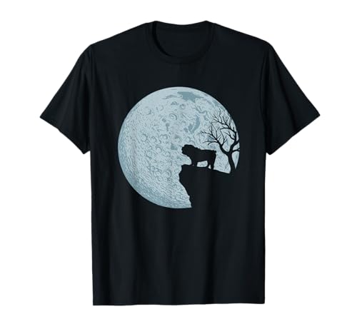 Englische Bulldogge Vollmond Hund Liebe Natur Geschenk T-Shirt