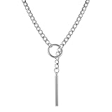 Herz-O-Ring-Schlupfketten-Halsketten für Frauen, Edelstahl, kubanische Kette, Stangen-Halskette, Punk-Rock-Kragen-Halskette, handgefertigt, verstellbar, Lariat-Y-Halsketten für Herren, Large