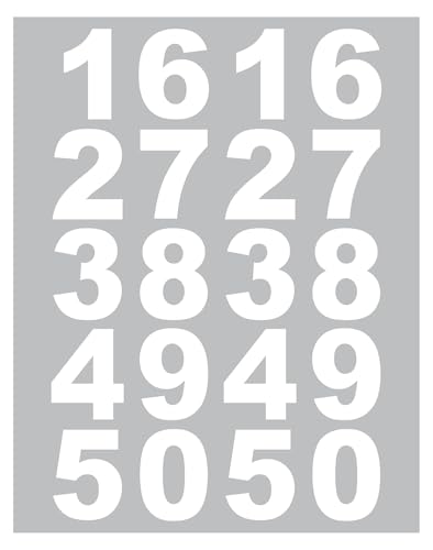 Image of Vinyl Number Wall Glass Vehicle Sticker, 1.5 Inches White (Set 2)