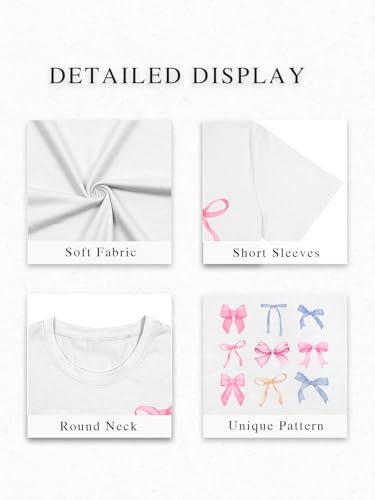 Image of Bow Leopard Shirt for Women Cheetah T-Shirts for Women Bow Graphic Tees Short Sleeve Aesthetic Tee Top