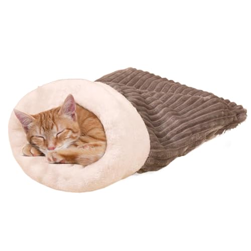 冬用ソフト猫寝袋 |猫の寝袋 | 猫の寝袋室内猫用寝袋 | 猫用寝袋暖かい巣穴猫ベッド |猫や小さなペットのための快適な柔らかいぬいぐるみの大きな猫の袋 サーマル猫ベッド、快適な猫の寄り添い、豪華な猫の寝袋、居心地の良い猫の巣、暖かい猫の袋