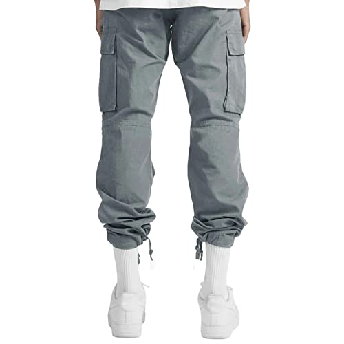 Cargo Pants For Men Casual Joggers Athletic Pants Loose Fit Hiking Trousers Outdoor Wearing Pants With Pockets Gray #TOP4