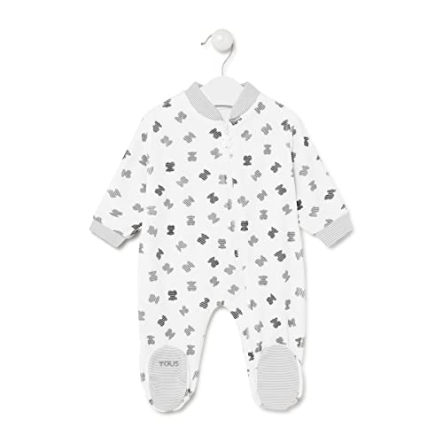 TOUS BABY - Pelele de pelito corto con cremallera para tu Bebé. (6 Meses, Fragme-1505 Blanco)