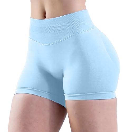 Generisch Pantalones cortos de yoga para mujer, cintura alta, pantalones cortos de fitness para mujer, control de abdomen, sin costuras, pantalones cortos de secado rápido, pantalones de ciclismo