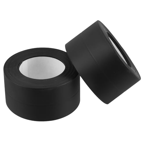 SOLUSTRE Caulking Tape Self-Adhesive 2pcs Black Toilet Caulk Strip Bathroom Sealant Molding Tape PVC Drywall Corner Sealing Strip for Kitchen Sink