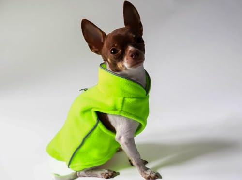 Image of JACKO & CO - Fleece Vest Dog Sweater with Leash Ring - Soft, Warm & Lightweight Pullover Coat for Small & Medium Dogs, Puppies & Cats - Cozy Fall /Winter /Spring Pet Jacket (Neon Green, Small 4-6lbs)