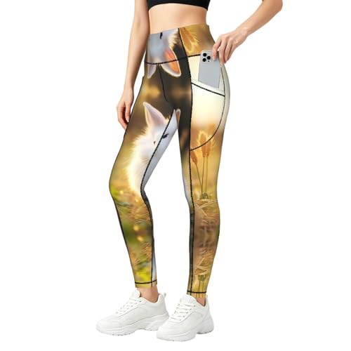 Leggings de compresión para fitness con estampado de conejo para mujer