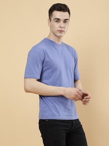 Image of POCKMAN Oversized Fit Mens Round Neck Cotton Blend Half Sleeve Plain T-Shirts.