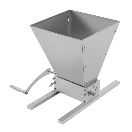 MINRS 4L Manuelle Getreidemühle Malzmühle Schrotmühle Barley Manuelle Verstellbare Getreidemühle Edelstahl Grainmühle Grain Crusher Malt Mill für Brauen Gerste, Weizen