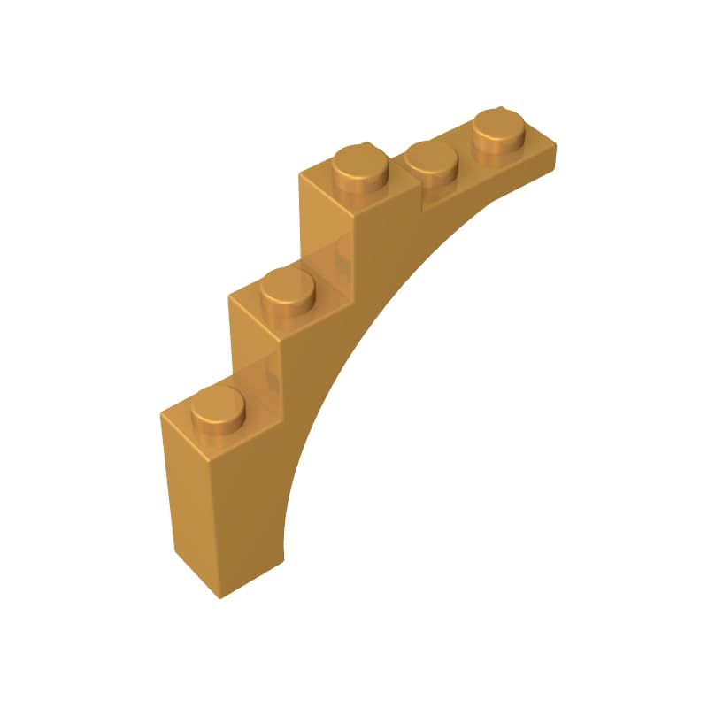 Gobricks 76768 Arched Brick Brick Arch 1x5x4 [Irregular Bow, Raised Underside Cross Supports] 10 Pieces GDS-715 Compatible with Lego Building Blocks Color:Pearl Gold — image 1