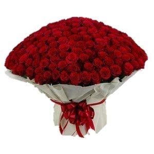 Image of Fresh Live Flower Bouquet of Roses For Birthday Gift, Anniversary Gift, Wedding Gift, Farewell Gift & Gift For Special Occasions (Same Day Delivery) (Red, Bunch of 100)
