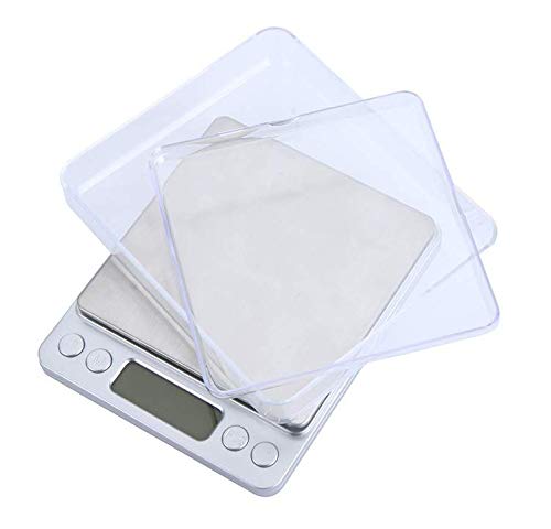 eWINNER Digital Kitchen Pocket Scale 500-3000g/0.01-0.1gHigh Precision Portable Food Jewelry Drug Scale with Two Trays Platform LCD Display Tare & PCS Features Back-Lit LCD (500g/0.01g)
