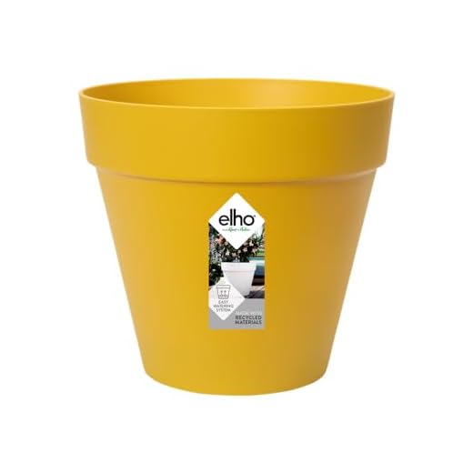 Elho Loft Urban Rond 20 - Pot De Fleurs pour Extérieur - Plastique 100% recyclé - Ø 19.3 x H 17.5 cm - Jaune/Ocre