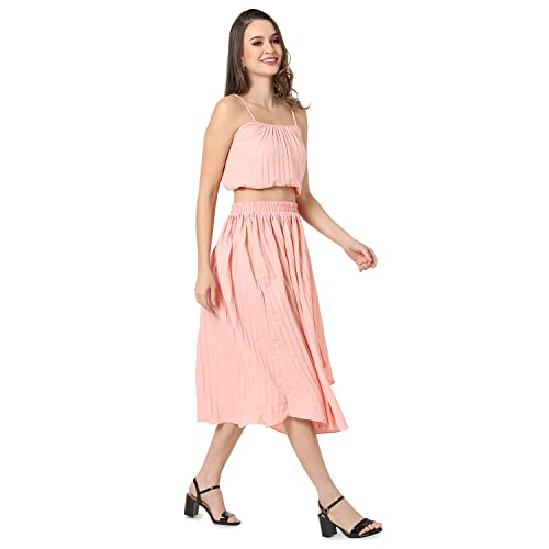 Image of PINACOLADA Women Solid Stylish Casual Co-Ord Set (Skirt & Top)