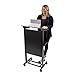 Stand Up Desk Store Mobile Adjustable Height Lectern Podium, Heavy Duty Steel Frame (Black Frame/Black Shelves)