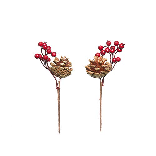 Crafare 20 Pack Artificial Christmas Tree Picks Assorted Red Berry Pine Picks Spray With Pinecones Apples Holly Leaves Winter Holiday Season Déco #TOP6