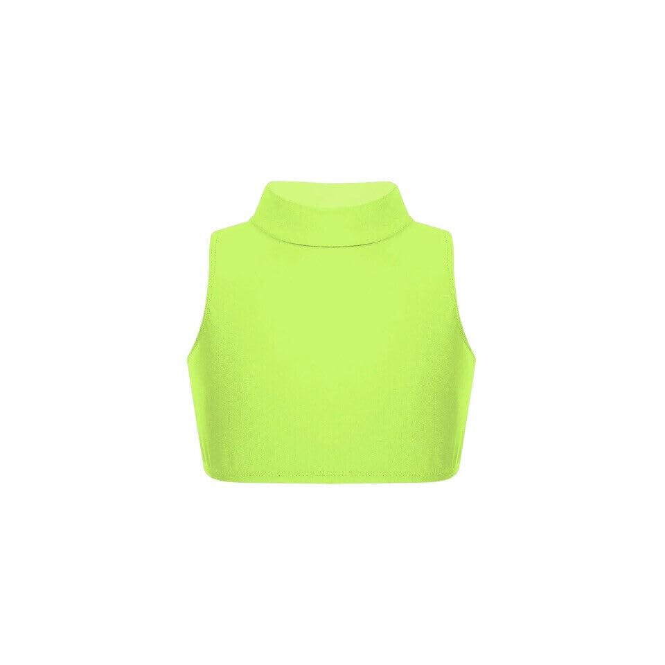 Image of Gum & Berries Girls Turtle Neck Crop Sleeveless Vest Tank Top Lightweight Disco Dance,