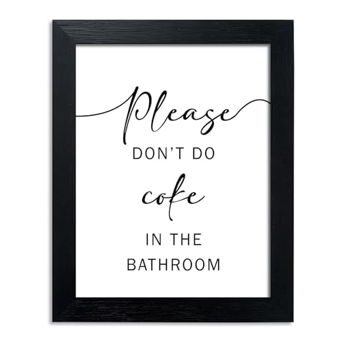 Pigort Funny Bathroom Sign Bathroom Quotes Wall Decor Black and White Wall Art Toilet Decor Signs for Guest Room 8x10 Inch (Dont coke)