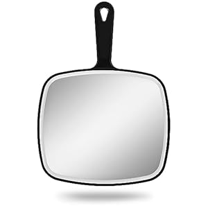 Kmchilj Extra Large Hand ，Mirror Handheld Mirror with Handle, Mirror for Barber Hairdressing（12.4”x L 9” W ）